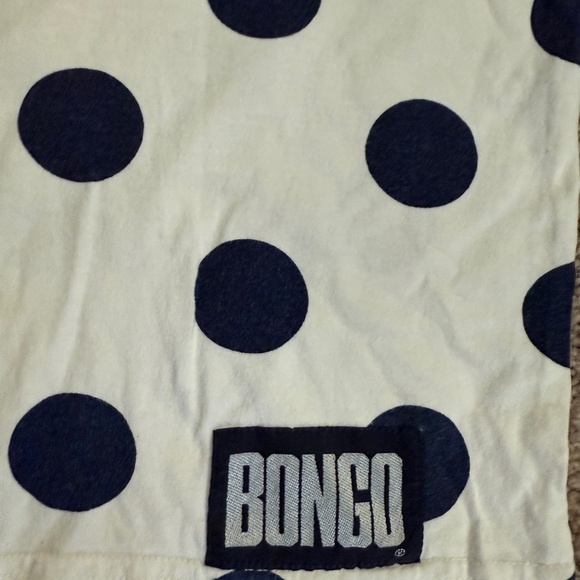 Vintage Bongo Shirt Women size Large Navy PolkaDot Cotton Casual Long Sleeve - Picture 11 of 16